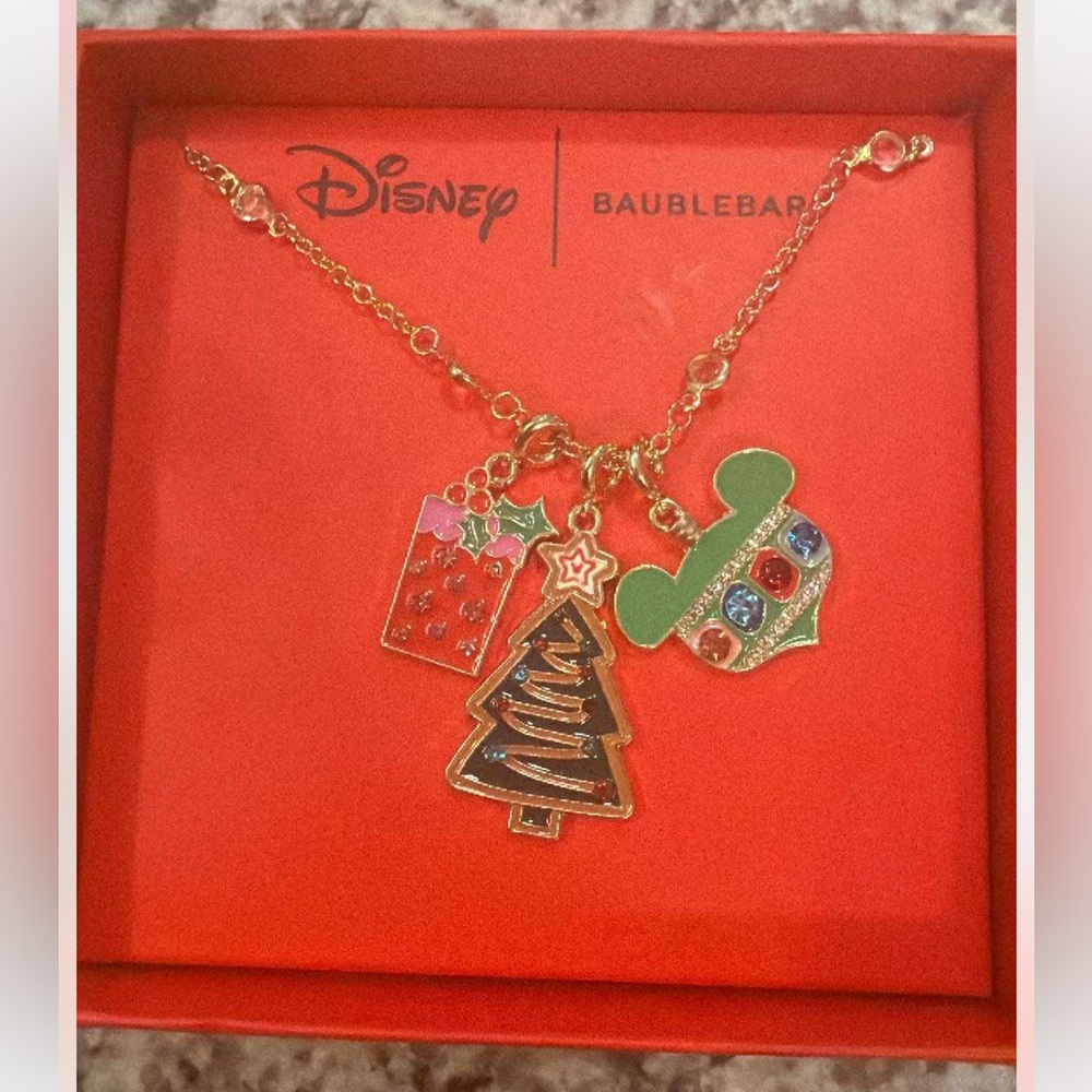 Disney X Baublebar Holiday Mickey Mouse-Shaped Ornament With Charms Necklace